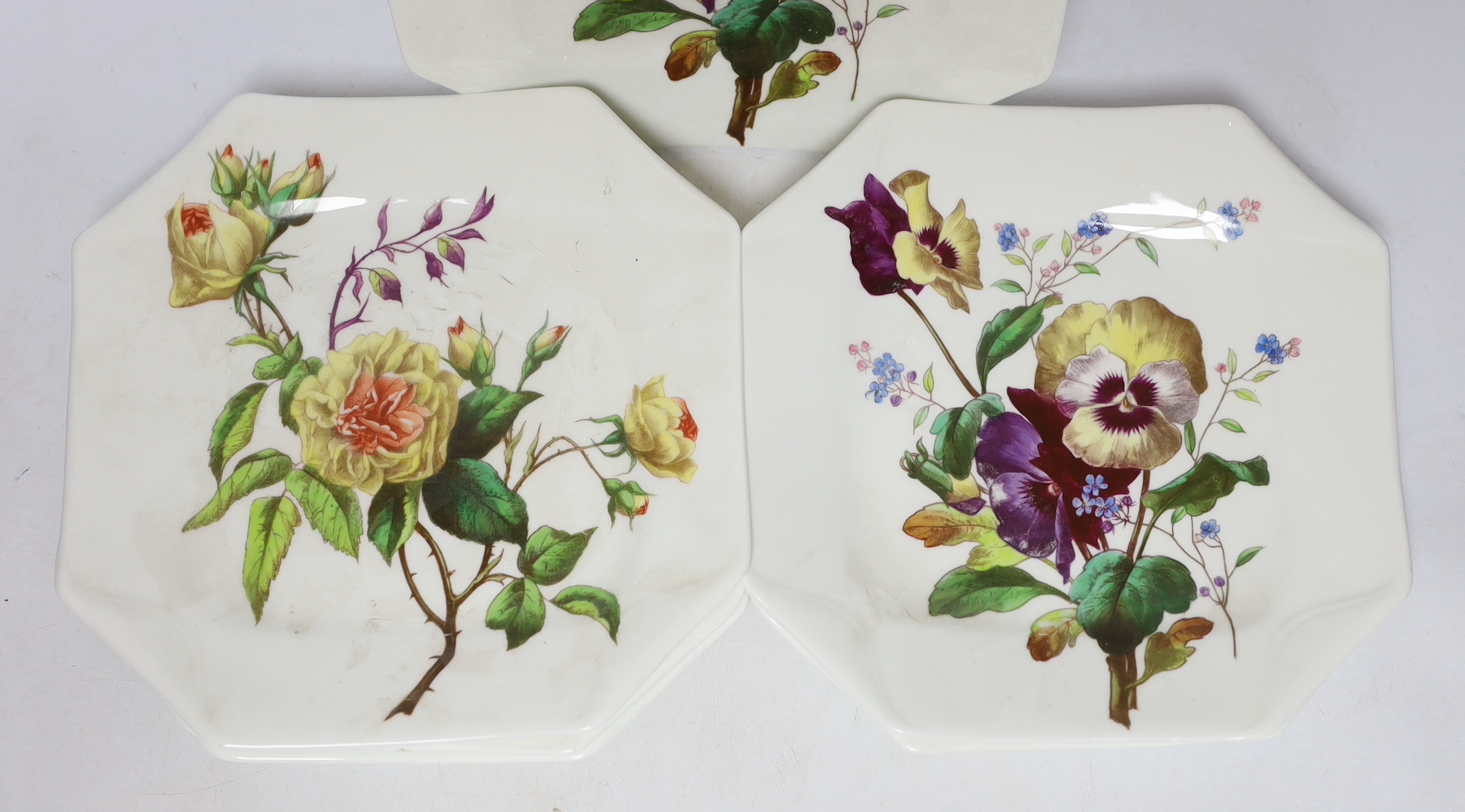 A set of six S. Bridgewood botanical handpainted plates